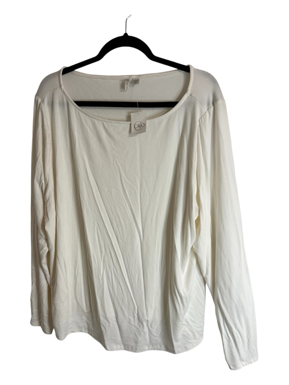 Cato Women’s Plus 22/24W Ivory Long Sleeve Boat Neck Stretch Knit Top NWT